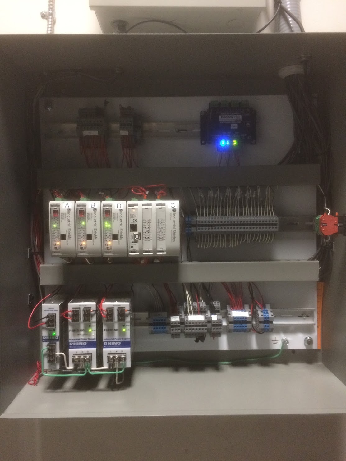 close up of PLC Control system for Escape room